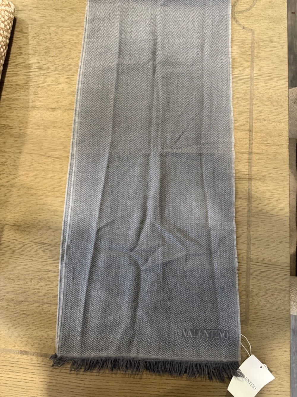 Valentino Gray Herringbone Men's Scarf